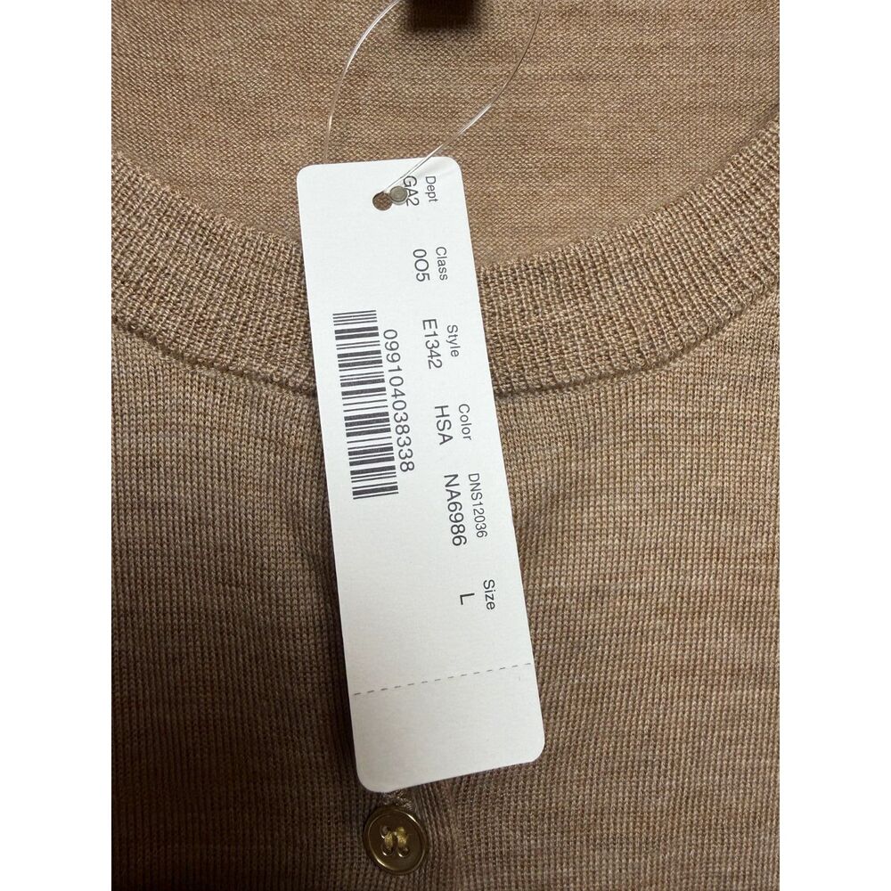 J.Crew Merino Wool Jackie Cardigan Sweater Camel Tan Gold Buttons L NWT - Picture 6 of 14